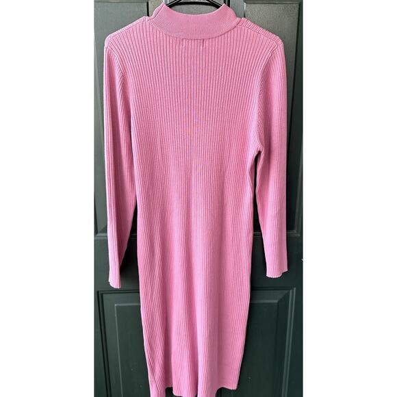 Emma & Posh Sz 3X Pink Rib Knit Maxi Dress with Button Side Slit Classic - Picture 3 of 5